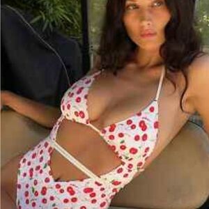 Frankie's Bikinis White and Red Cherry One Piece